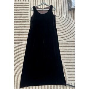 HARARI Dress Velvet Silk Blend Sz S Choco Brown Maxi Sleeveless Whimsigoth‎ 90s